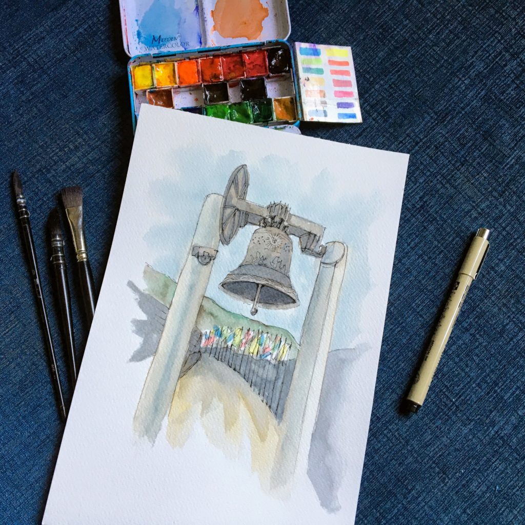Painting of The Bell of Peace in Rovereto