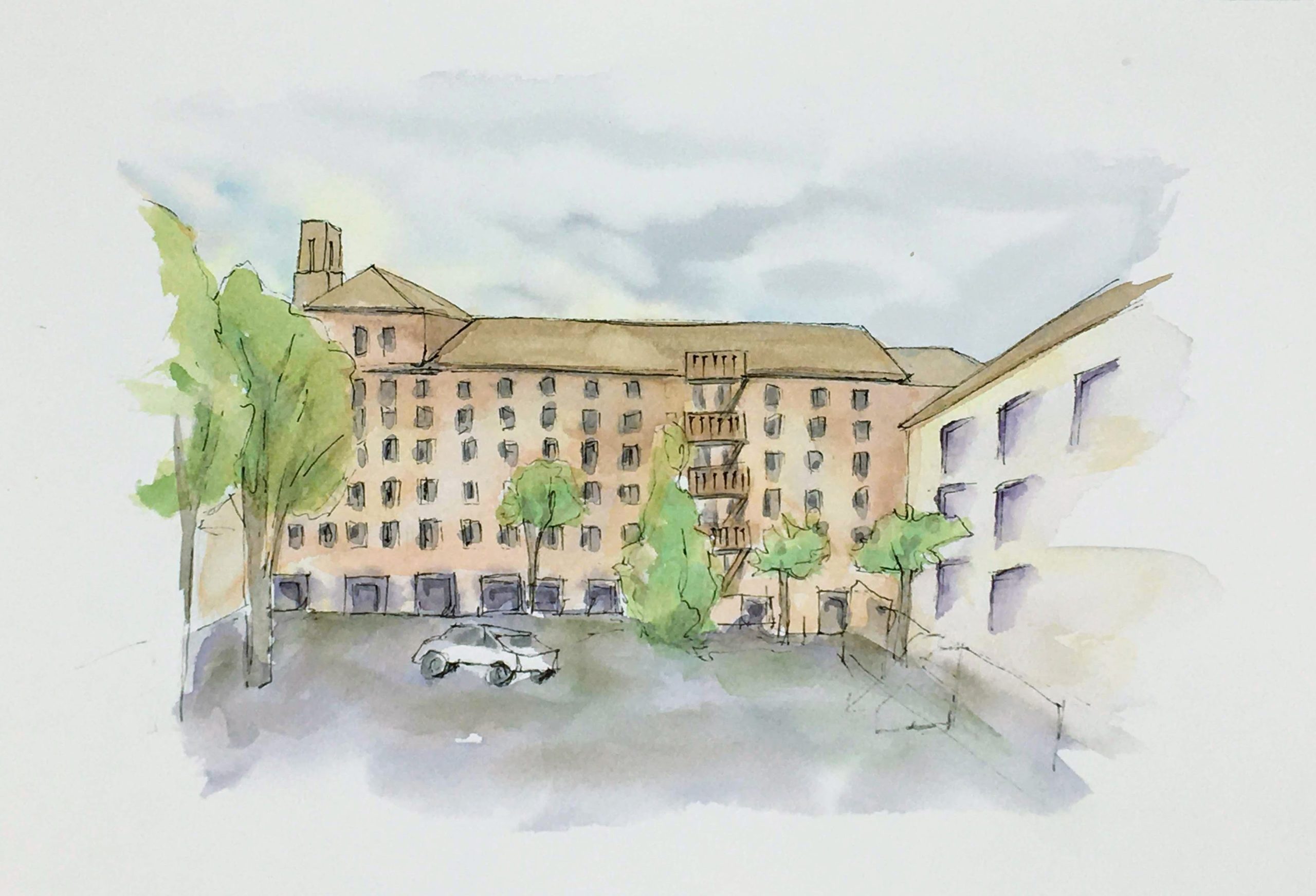 Painting of the Fabbrica Alta in Schio and its story