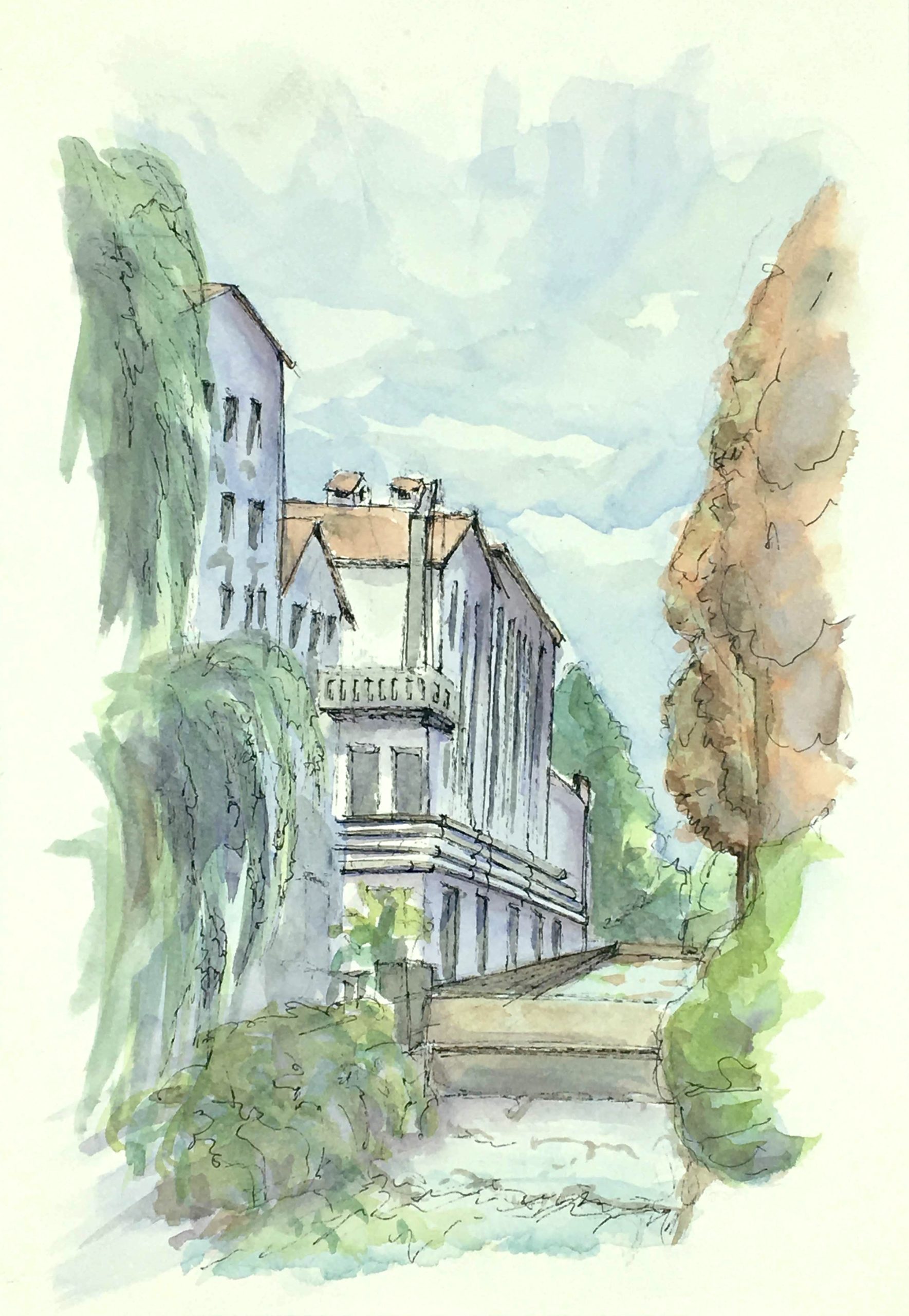 Painting of The old Dormisch brewery in Udine